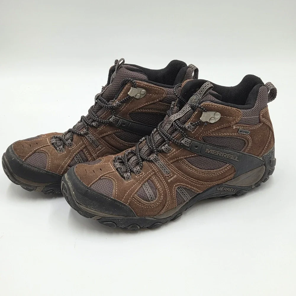 Merrell Yokota Mid Waterproof Hiking Boots Mens 10 Dark Earth Brown J086744